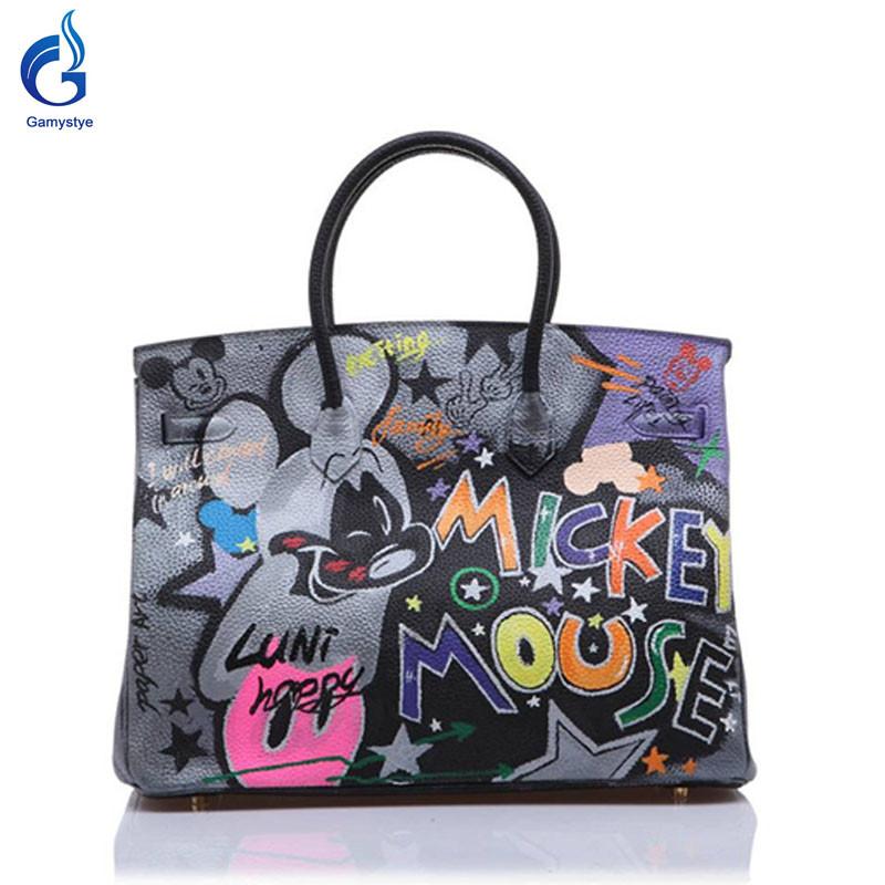800x800 Gamystye Brand Women Real Leather Handbag Graffiti Rock Women - Handbag Painting