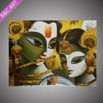 350x350 Abstract Handmade New Product Radha Krishna Oil Paintings - Handmade Painting