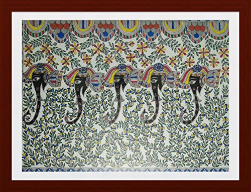 500x383 Madhubani Painting, Handmade Paper, Acrylic Colors, Wooden Glass - Handmade Paper Painting