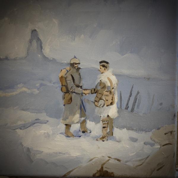 600x600 Soren Hawkes On Twitter The Christmas Truce 1914 The Handshake - Handshake Painting