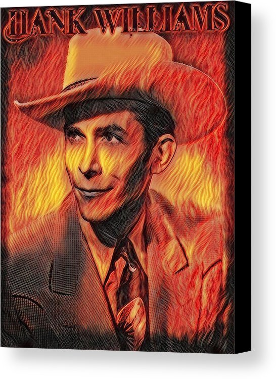 546x750 Hank Williams Sr. Flames Of Fire Digital Artwork Canvas Print - Hank Williams Painting