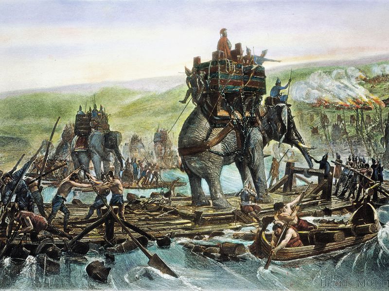 800x600 2. Crossing The Rhone River Hannibal's Military Innovations - Hannibal Crossing The Alps Painting