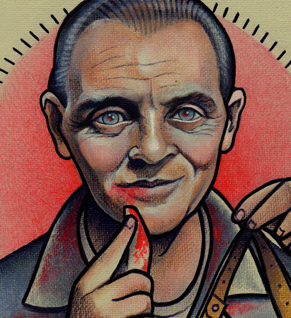 570x622 Hannibal Lecter Silence Of The Lambs Tattoo Flash Art Print - Hannibal Lecter Painting
