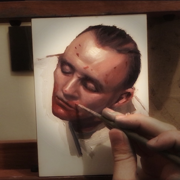720x720 Quick Sketch Of Hannibal Lecter In Oil. - Hannibal Lecter Painting
