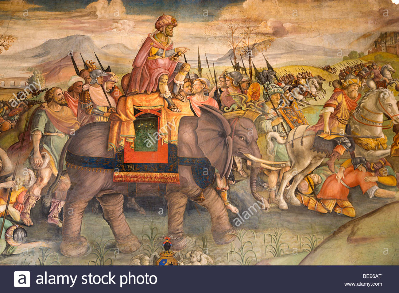 1300x956 Italy Rome Lazio Painting Of Hannibal On An Elephant With His Army - Hannibal Painting