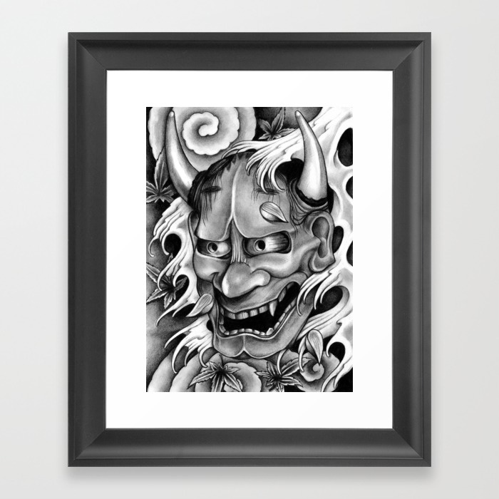 700x700 Hannya Mask Framed Art Print By Leonmorley Society6 - Hannya Mask Painting