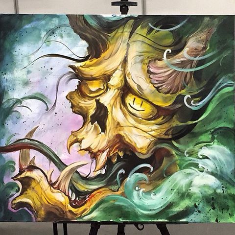 480x480 Acrylic On Canvas 75x90 Cm - Hannya Mask Painting