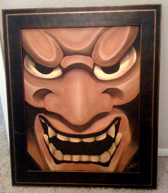 589x676 Japanese Hannya Mask Painting Jarred Doss Art - Hannya Mask Painting