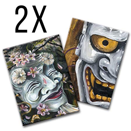 450x450 Asian Painting Hannya + Okina [Set Of 2], Hannya Mask Old Man - Hannya Mask Painting