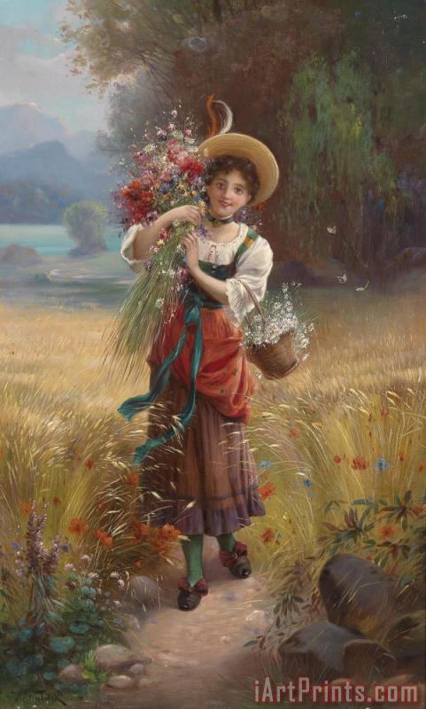 481x800 Hans Zatzka Circle Flower Girl Painting - Hans Painting