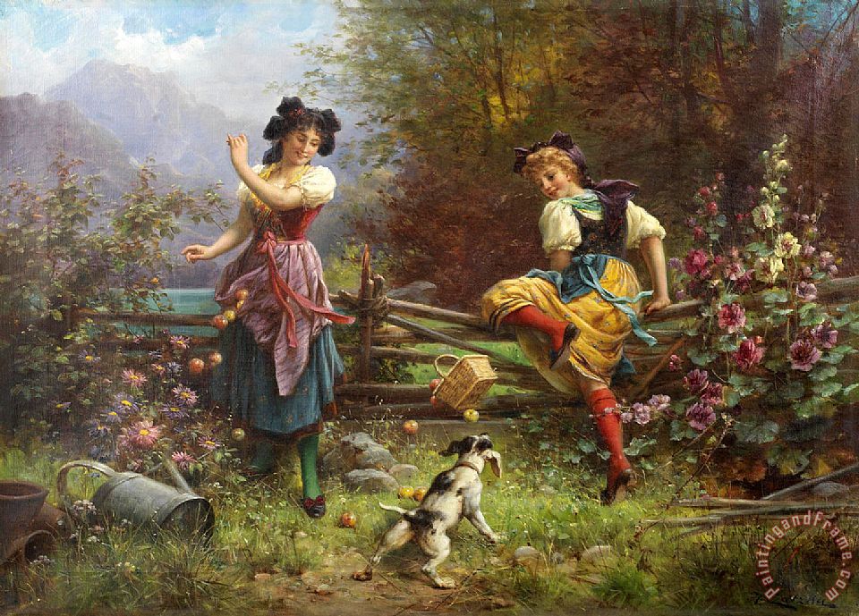 960x689 Hans Zatzka Jealous Girlfriend Painting - Hans Painting