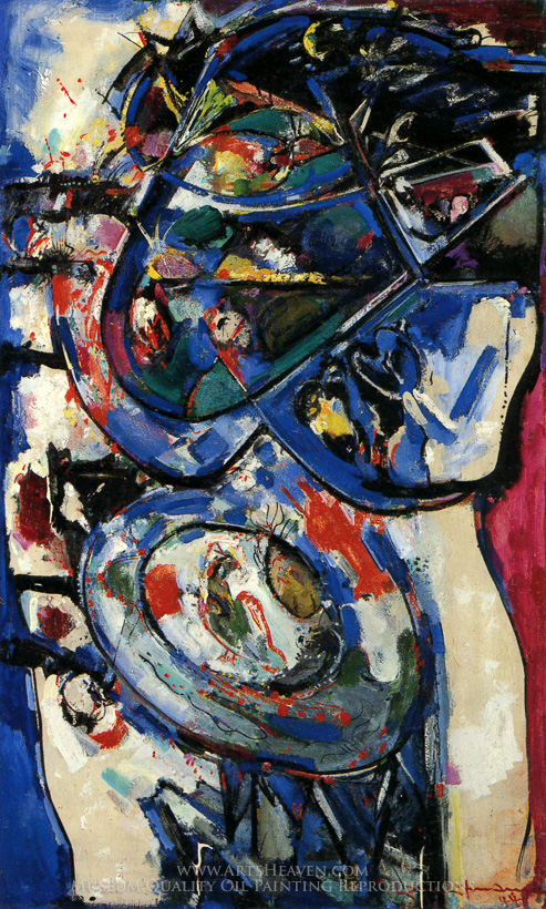 493x820 Reproduction Painting Hans Hofmann Fairy Tale, Hand Painted - Hans Painting