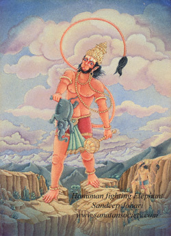 250x345 Hanuman Painting In The Sanatan Society Indian Art Galleries - Hanuman Painting