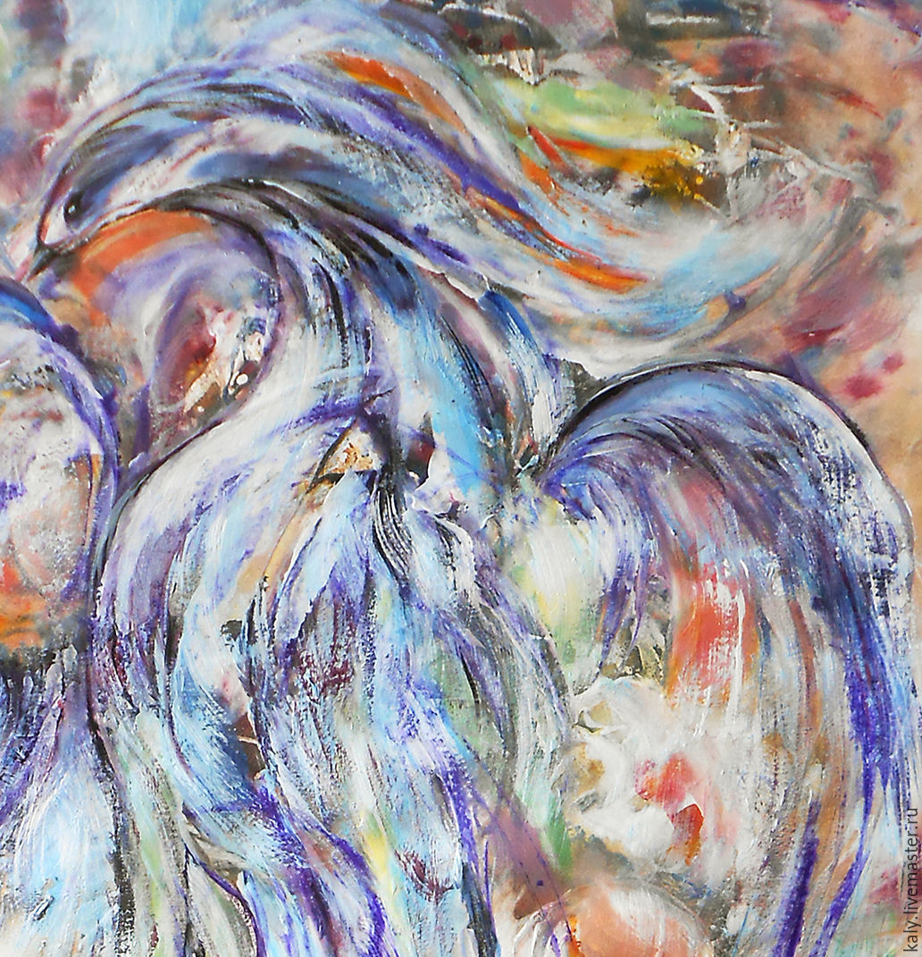 1032x1071 Original Abstract Blue Bird Happiness Painting Shopline - Happiness Abstract Painting