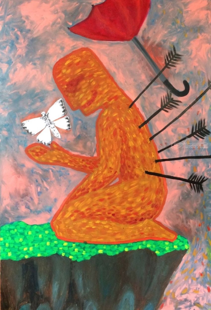 850x1246 Happiness Paintings By Sisil Dave - Happiness Painting