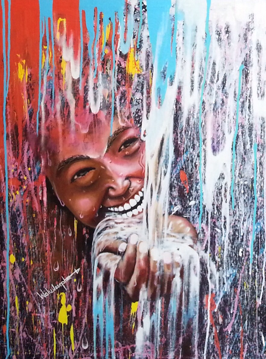 883x1189 Water Happiness Walusimbi Joseph Foundmyself - Happiness Painting