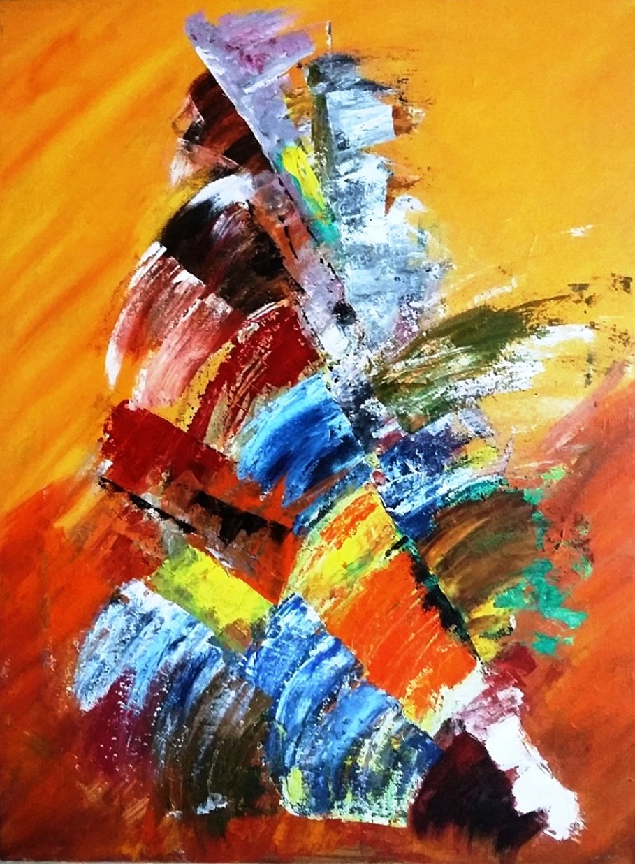 909x1237 Buy Happiness In Universe Handmade Painting By Pn Jha. Code - Happiness Painting