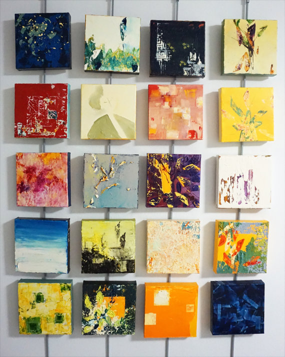 570x714 Oil Painting. Abstract Art 8x8in 20x20cm Happy Tilespurple - Happy Abstract Painting