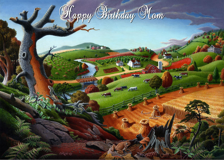 900x642 No9 Happy Birthday Mom Painting By Walt Curlee - Happy Birthday Oil Painting