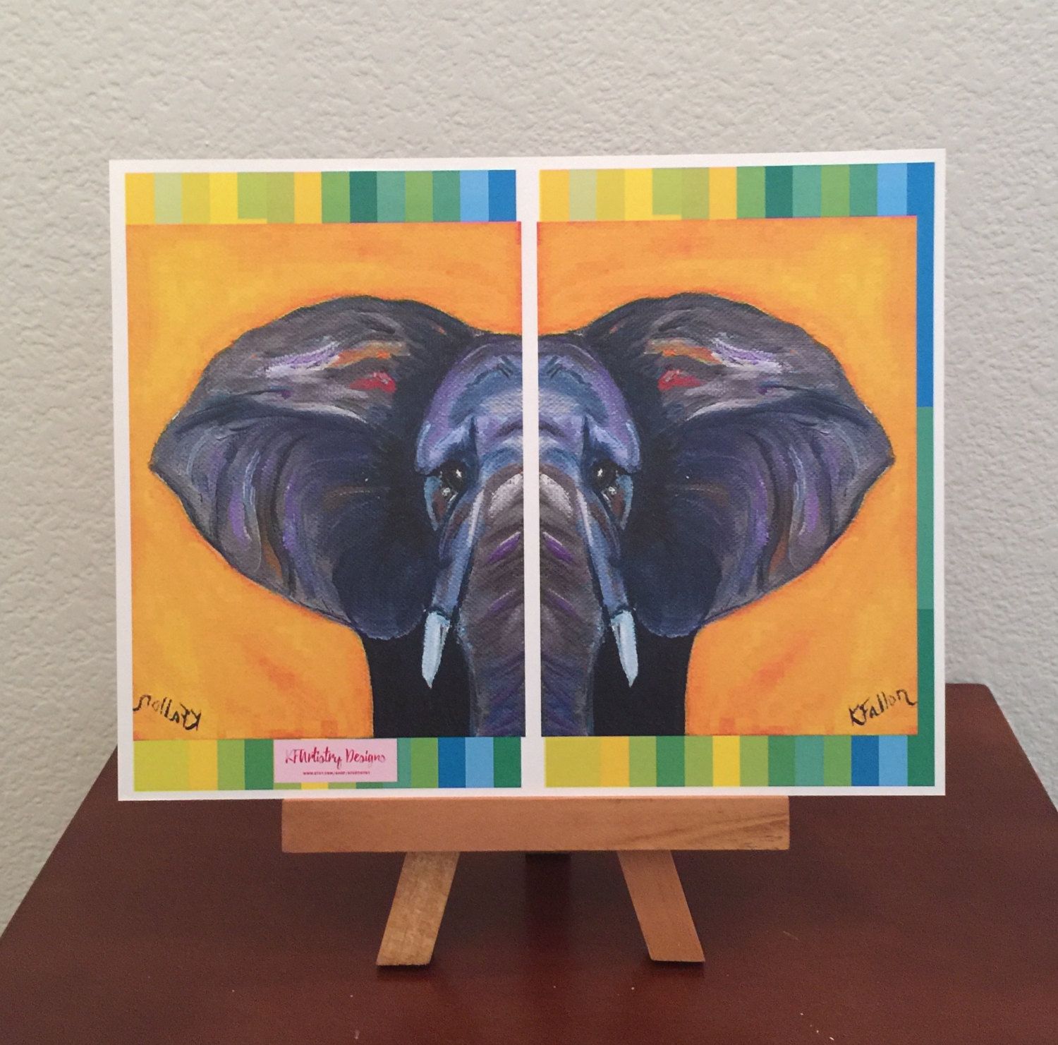 1500x1481 Greeting Card, Elephant Card, Best Friend Birthday, Stationery - Happy Birthday Oil Painting