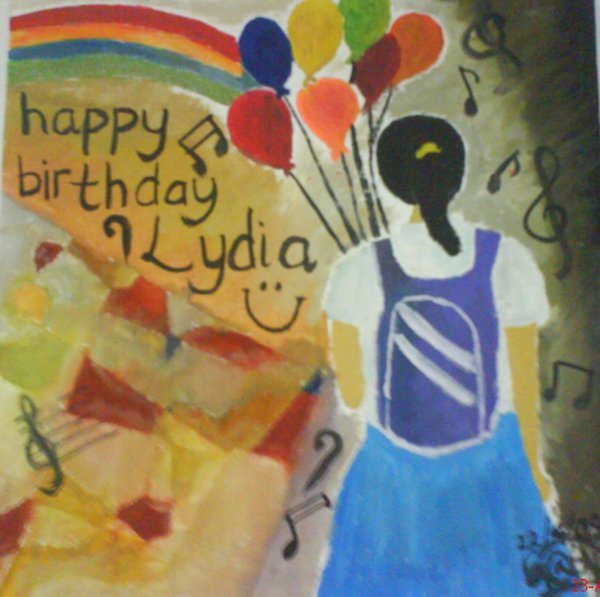 600x597 Happy Birthday Lydia 14th By Gabriella Wenur - Happy Birthday Painting