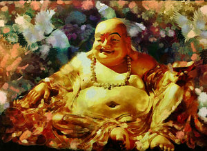 300x219 Laughing Buddha Paintings Fine Art America - Happy Buddha Painting