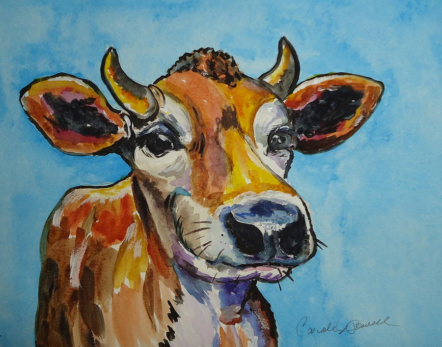 900x706 Happy Cow Painting By Carole Powell - Happy Cow Painting