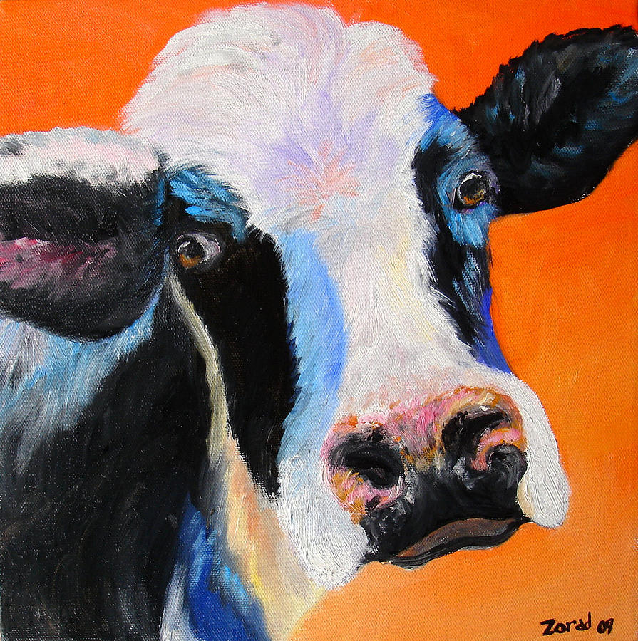 895x900 Happy Cow Painting By Mary Jo Zorad - Happy Cow Painting