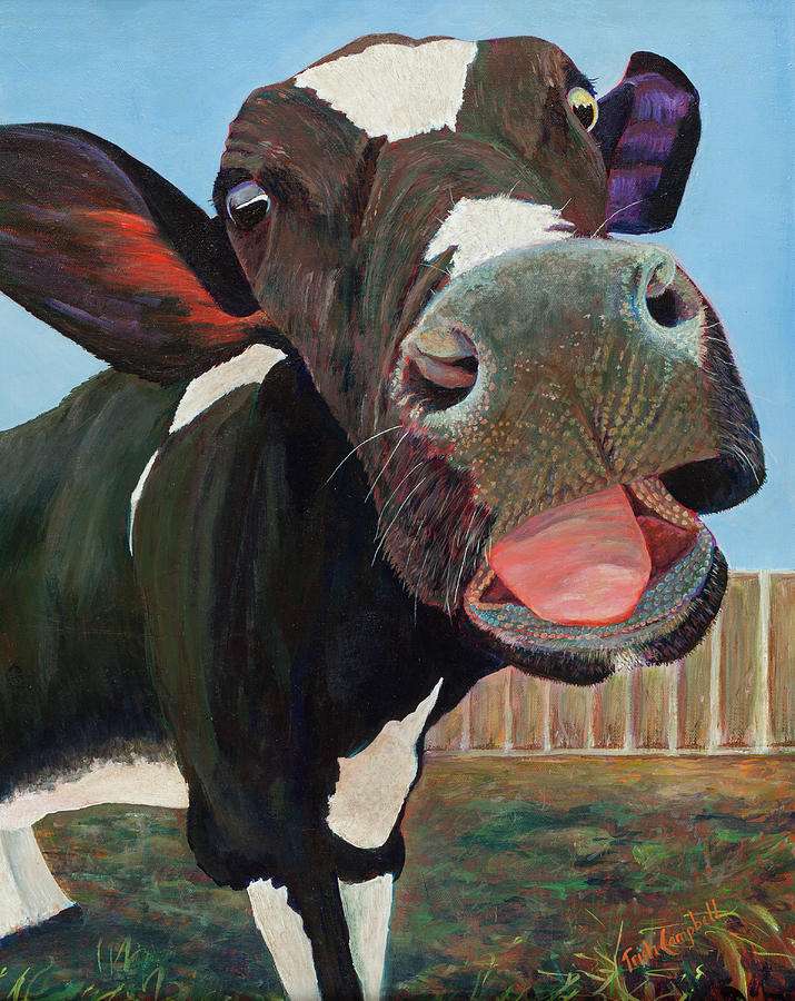 715x900 Happy Cow Painting By Trish Campbell - Happy Cow Painting