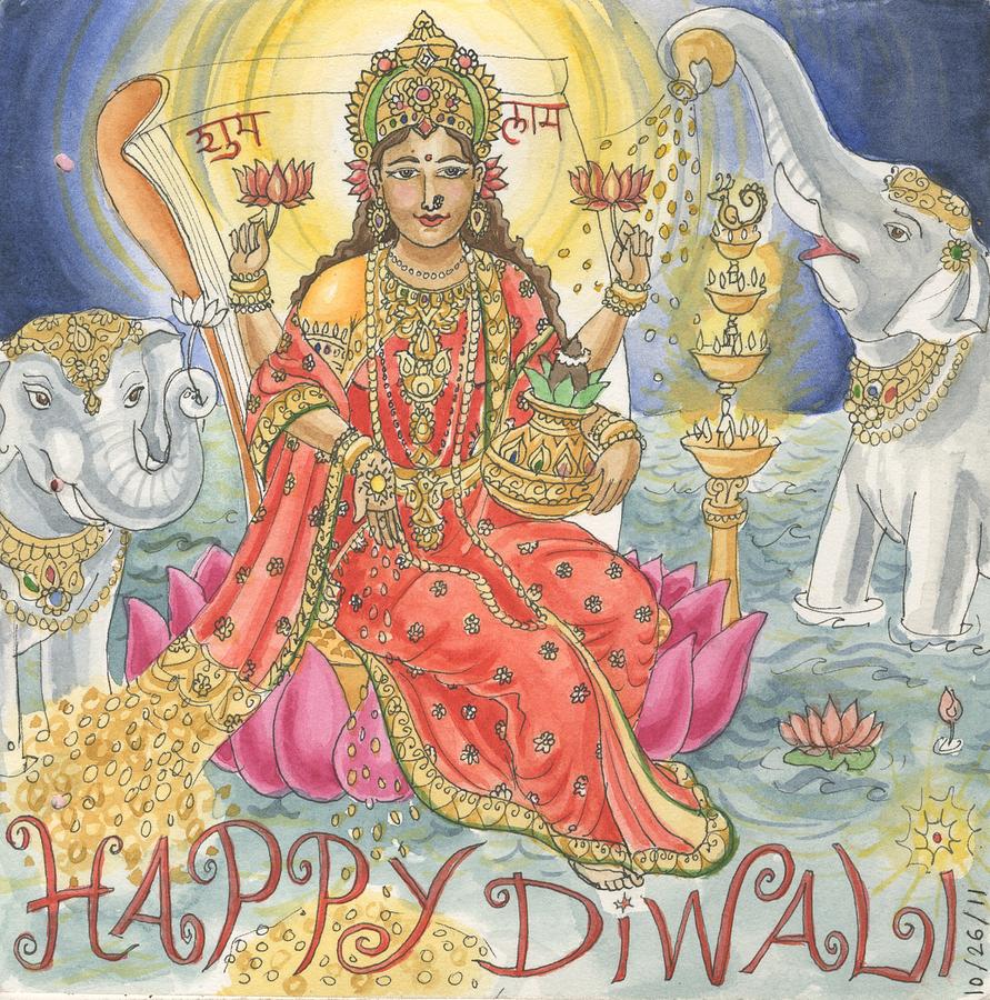 891x900 Happy Diwali Painting By Jennifer Mazzucco - Happy Diwali Painting