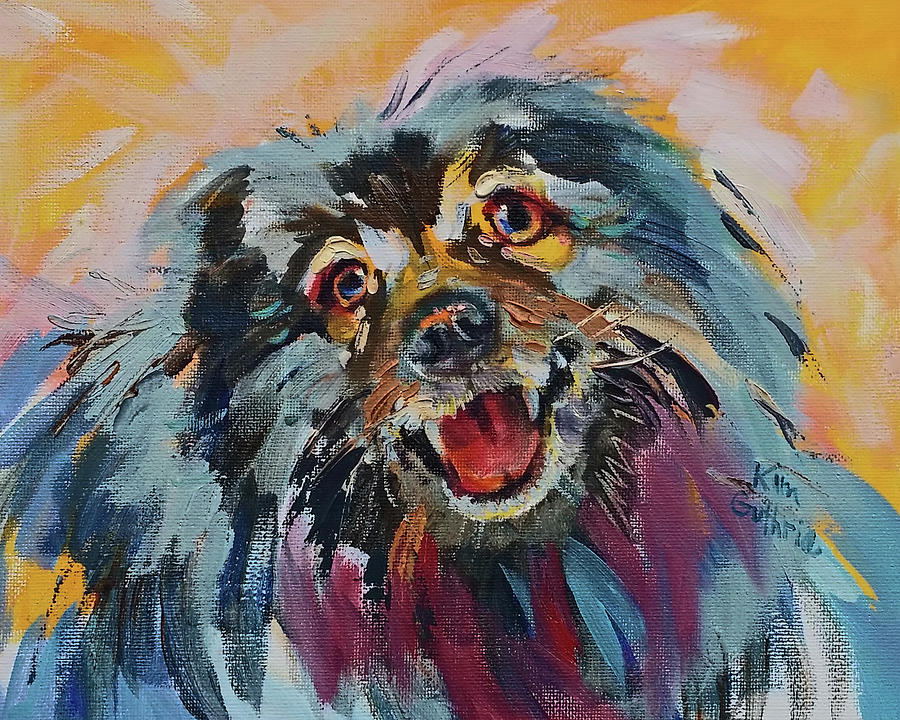 900x720 Happy Dog Painting By Kim Guthrie Painting By Kim Guthrie - Happy Dog Painting