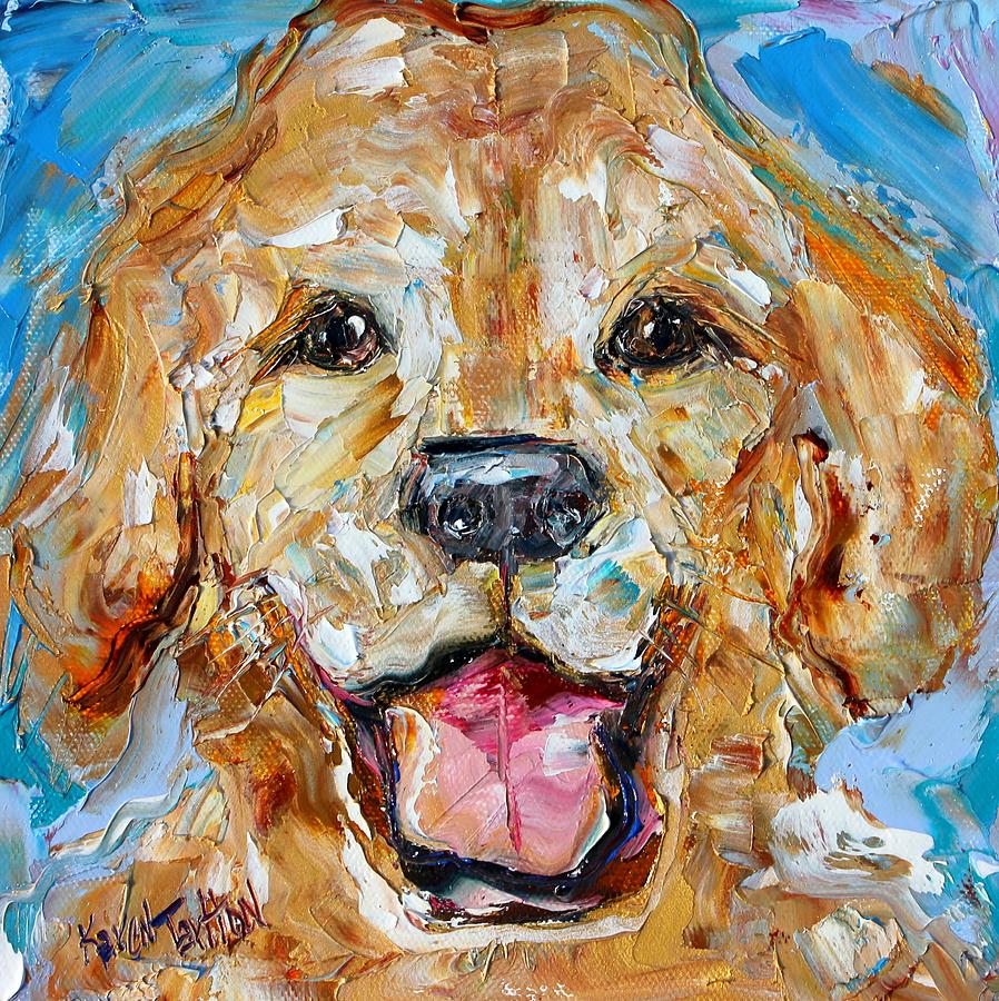 898x900 Happy Dog Painting By Karen Tarlton - Happy Dog Painting