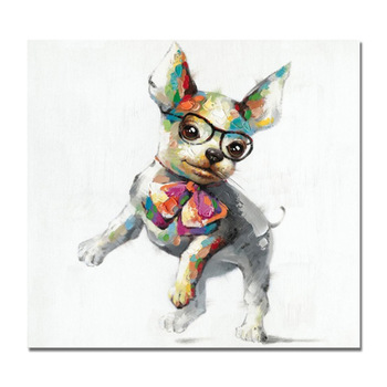 350x350 Modern Colorful Happy Dog Canvas Wall Art Animal Oil Painting Wear - Happy Dog Painting