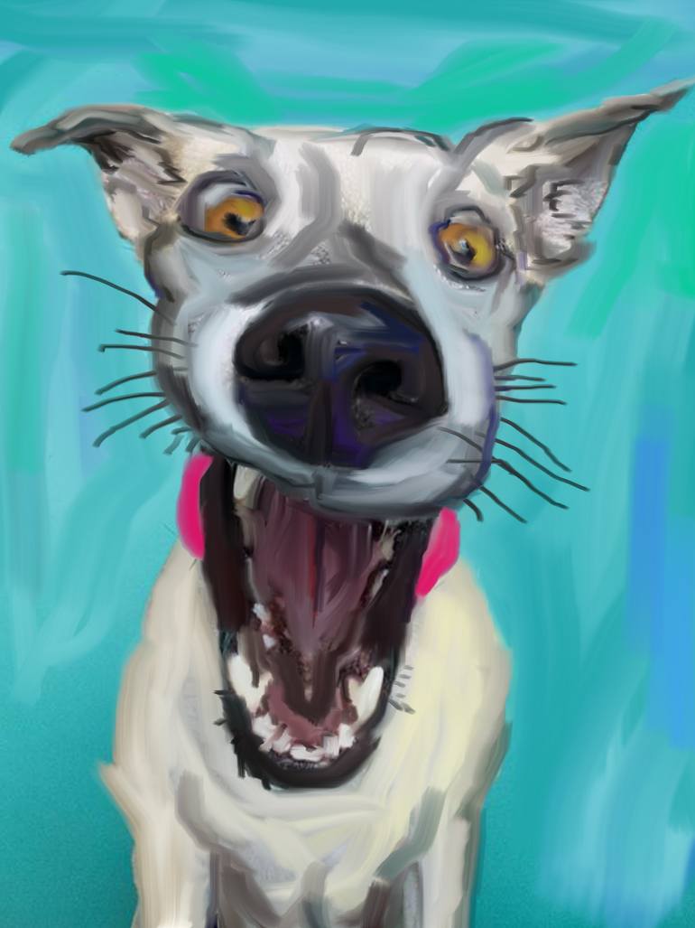 770x1027 Saatchi Art Happy Dog Painting By Angel Taurus - Happy Dog Painting