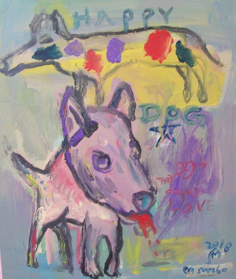 770x908 Saatchi Art Happy Dog Painting By Martinus Sumbaji - Happy Dog Painting