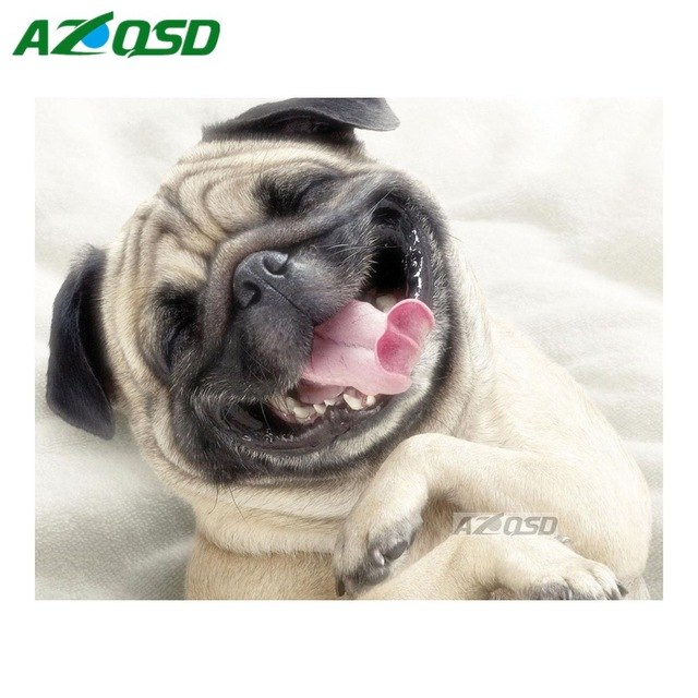 640x640 Azqsd Diy Diamond Painting Cross Stitch Kits For Wall Decor Happy - Happy Dog Painting