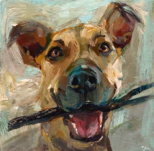 500x489 Daily Paintworks - Happy Dog Painting