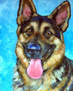 256x320 Dog Paintings (And Cat And Other Animals) By Dottie Dracos German - Happy Dog Painting