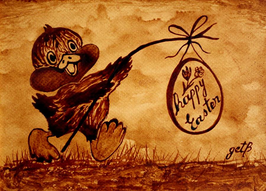 900x647 Happy Easter Coffee Art Painting By Georgeta Blanaru - Happy Easter Painting