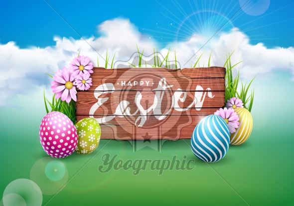 590x413 Vector Illustration Of Happy Easter Holiday With Painted Egg - Happy Easter Painting