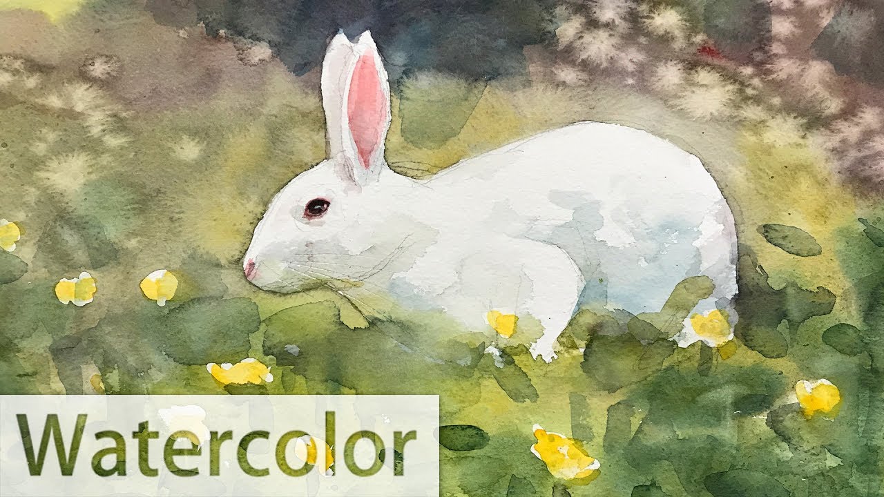 1280x720 Watercolor Painting Of A Rabbit - Happy Easter Painting