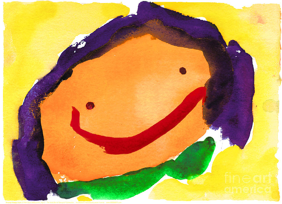 900x652 Orange Happy Face Painting By Elyse Bobczynski Age Three - Happy Face Painting