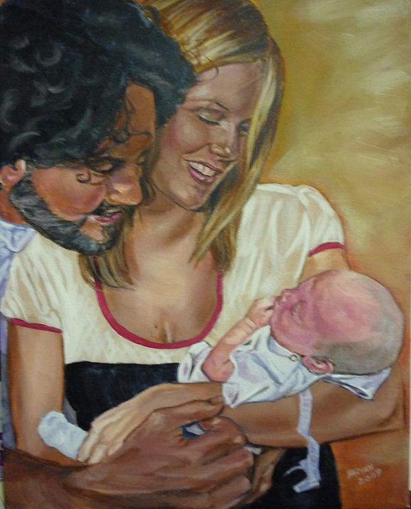 600x744 Happy Family Painting By Bryan Bustard - Happy Family Painting