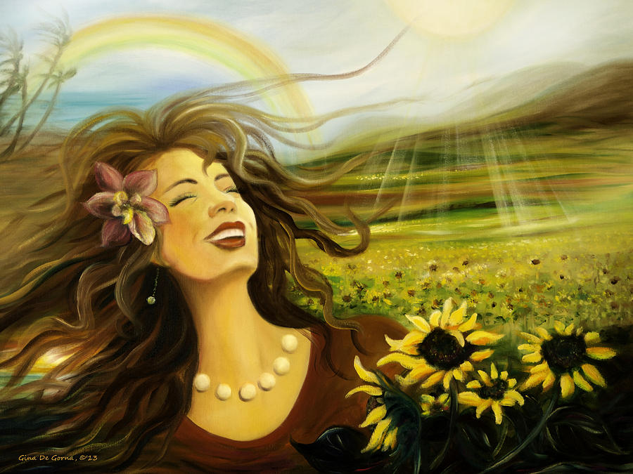 900x675 Happy Painting By Gina De Gorna - Happy Girl Painting