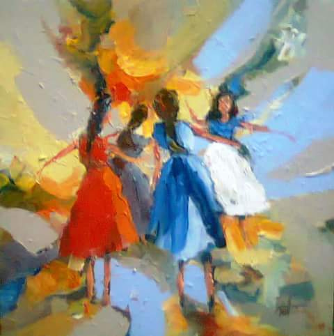 480x482 Happy Girls, Alshaikh Idris Aldaw - Happy Girl Painting