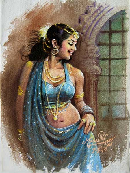 450x600 Oviyar Maruthi Happy Girl - Happy Girl Painting