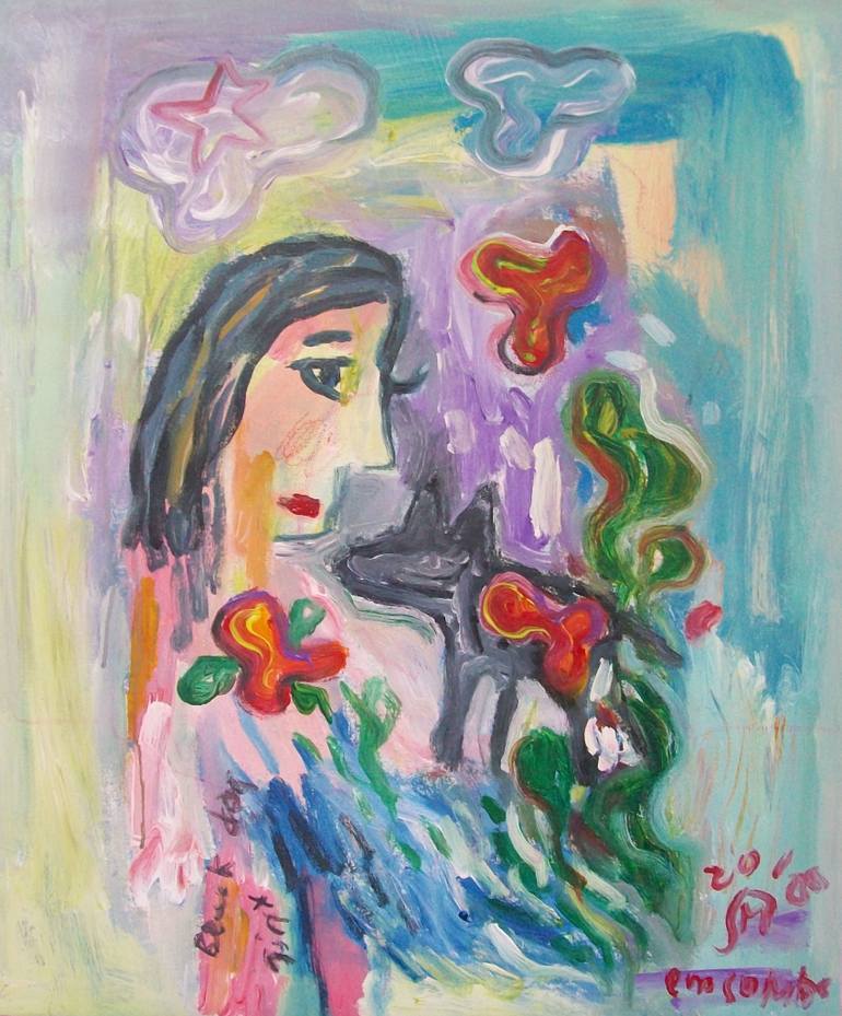 770x929 Saatchi Art Happy Girl Painting By Martinus Sumbaji - Happy Girl Painting