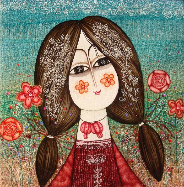 770x784 Saatchi Art Happy Girl Painting By Narinart Armgallery - Happy Girl Painting