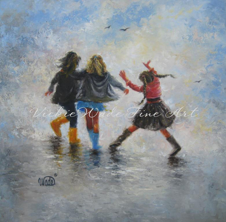 781x768 Three Girls Painting Vickie Wade Fine Art - Happy Girl Painting