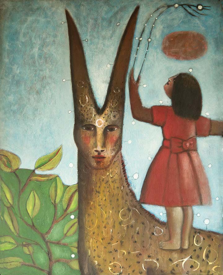 720x886 Constelacion De Una Feliz Constellation Of A Happy Girl Oil - Happy Girl Painting